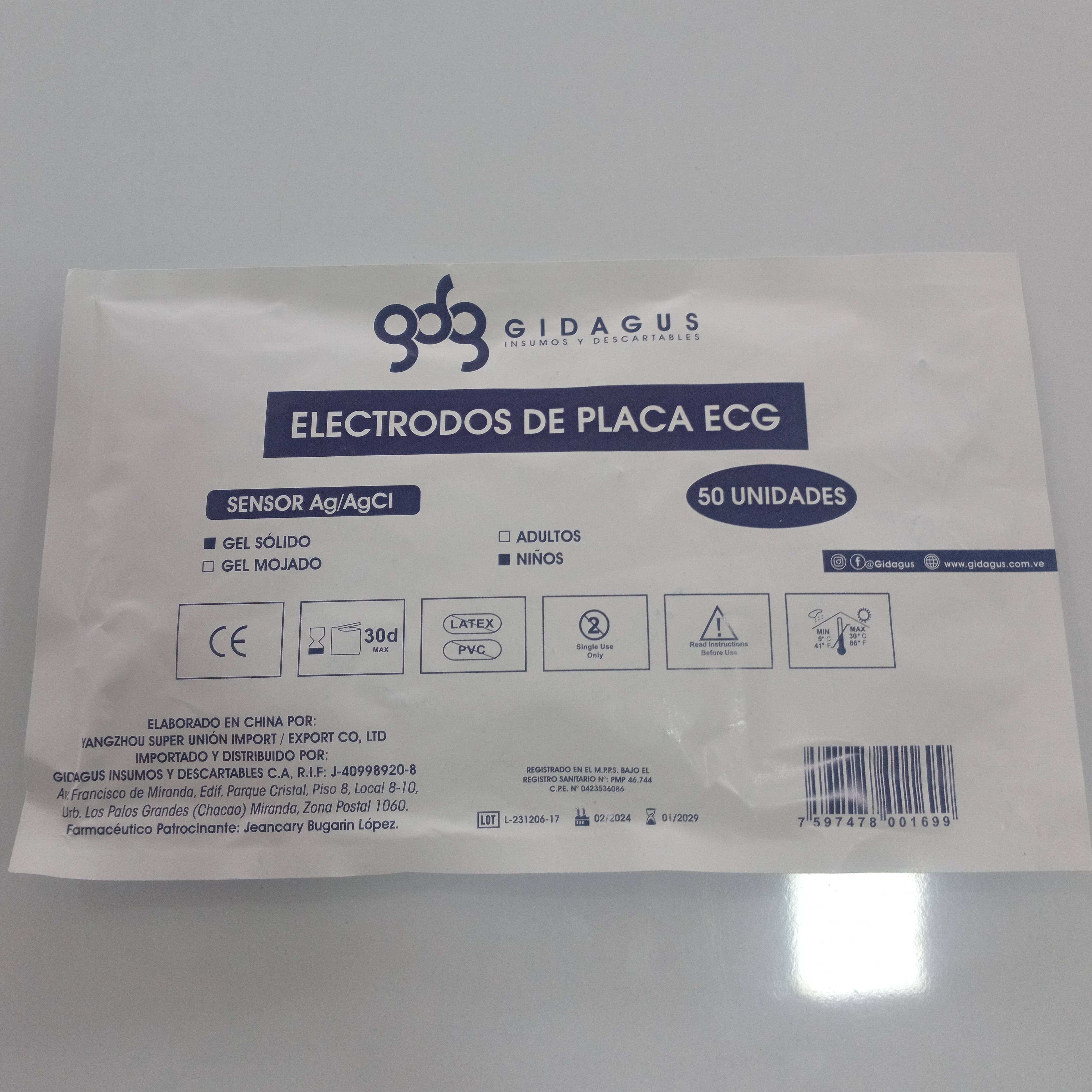 ELECTRODO PEDIATRICO X 50 UND GIDAGU (E)