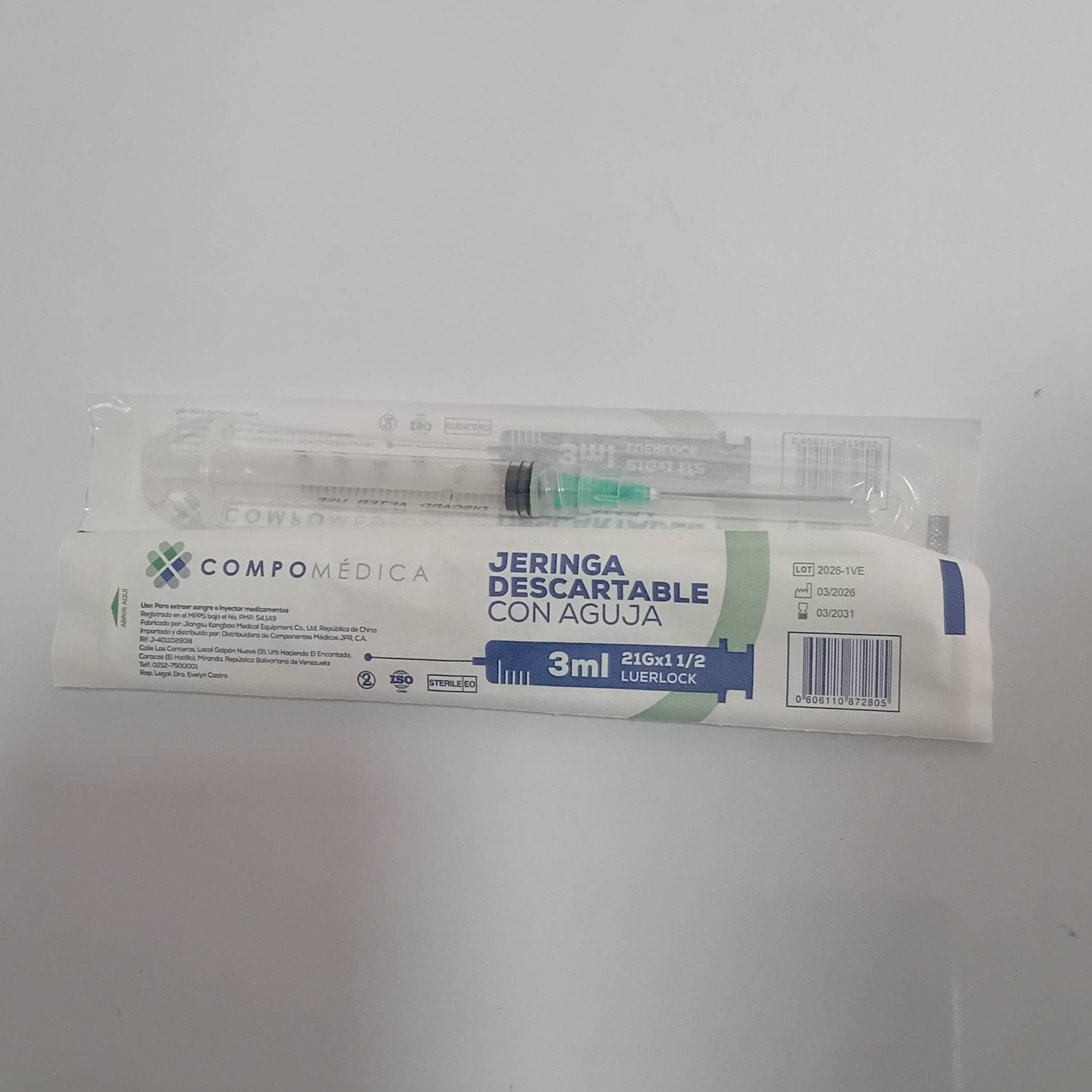 JERINGA 3CC AGUJA 21G X1 ½ COMPOMEDICA